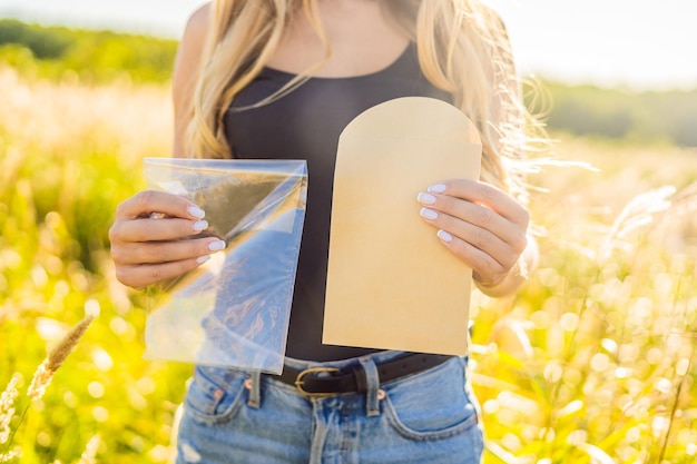 Geen afvalconcept. Gebruik een plastic of papieren zak. Zero waste, groen en bewust lifestyle concept