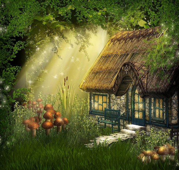 geen mensen landschap gras huis buiten paddenstoel