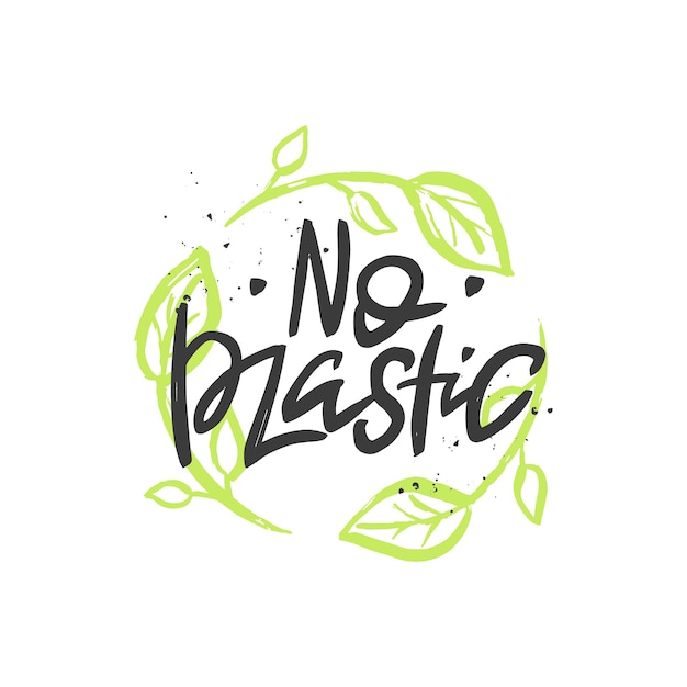 Geen plastic handgeschreven offerte borstel belettering inscriptie zero waste concept