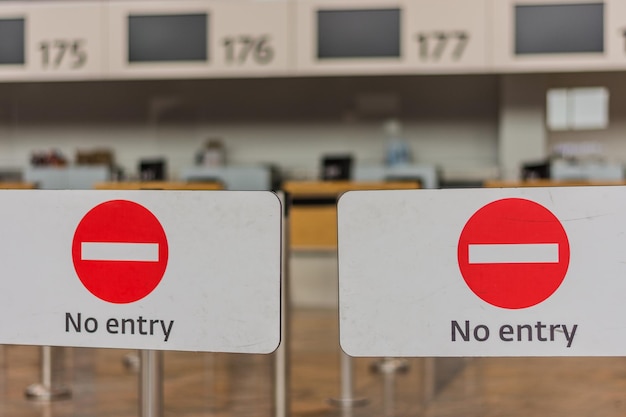 Geen toegangsborden voor het inchecken op de luchthaven