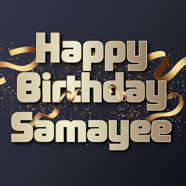 Gefeliciteerd met je verjaardag Samayee Gold Confetti Cute Balloon Card Foto Text Effect.