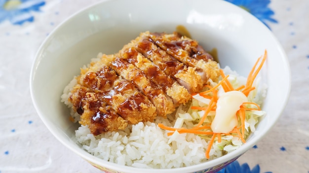 Gefrituurd varkensvlees met rijst (Tonkatsu) Japans eten.