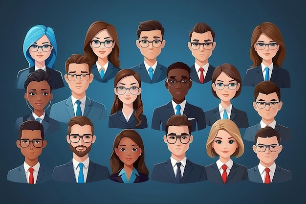 Gegenereerd door een groep zakenmensen avatar personage