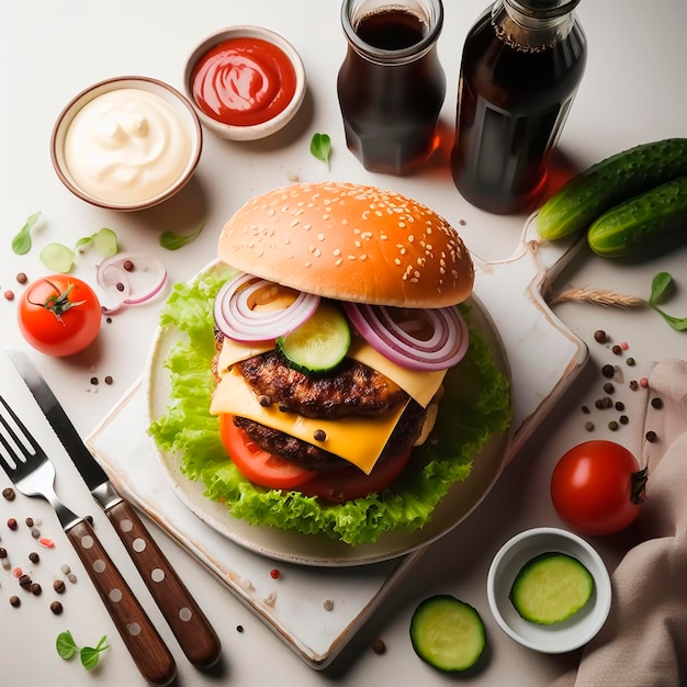 Foto gegenereerde afbeelding van een hamburger