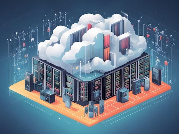 Gegevensverwerkingscentrum cloud computing-technologieën Serverfarm verbinden met internet