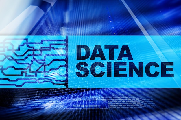 Gegevenswetenschap zakelijk internet en technologieconcept op de achtergrond van de serverruimte