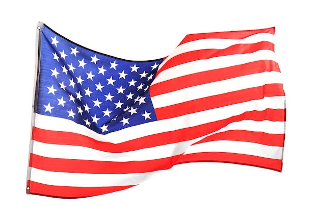 Gegolfde Amerikaanse vlag geïsoleerd op wit