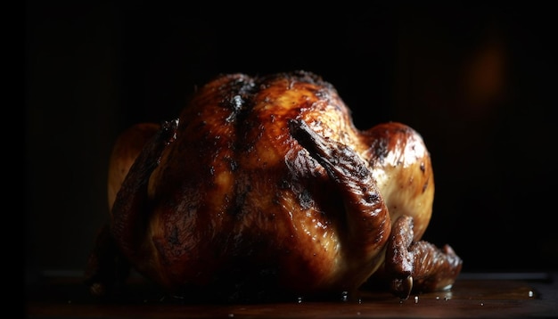 Gegrild gevogelte en groenten een gastronomische maaltijd gegenereerd door AI