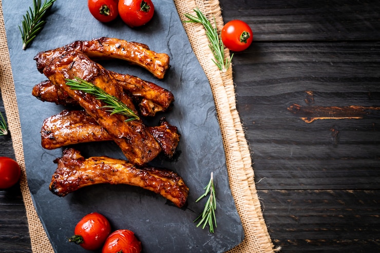 Foto gegrilde barbecue ribben varkensvlees