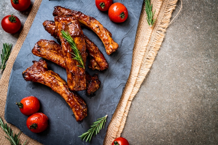 Foto gegrilde barbecue ribben varkensvlees
