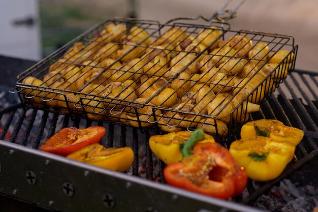 Gegrilde champignons tijdens een streetfood festival