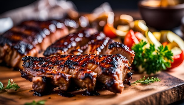 Foto gegrilde en barbecue ribben varkensvlees