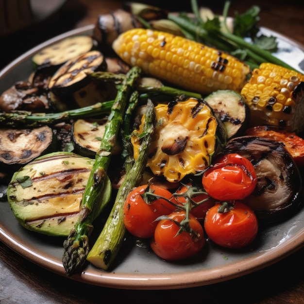 Gegrilde groenten op houten tafel