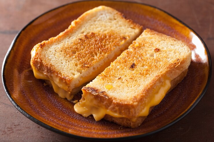 Foto gegrilde kaassandwich voor het ontbijt