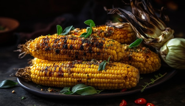 Gegrilde maïskolven vers en biologisch gegenereerd door AI