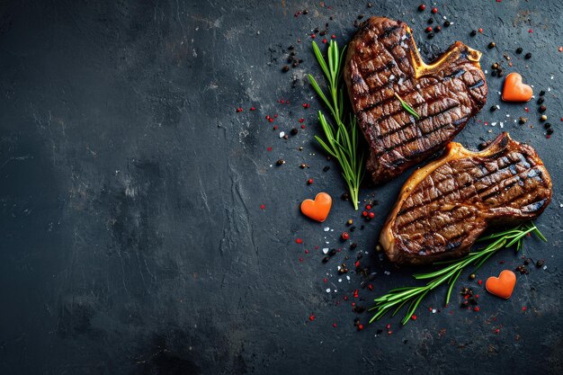 Foto gegrilde rundvlees steak voor valentijnsdag pragma