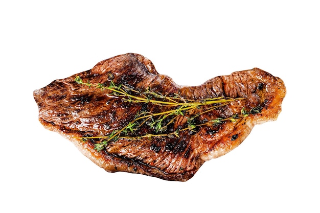 Gegrilde sirloin steak geïsoleerd op witte achtergrond Top view