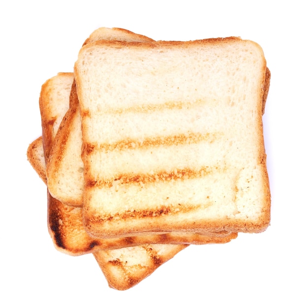 Foto gegrilde sneetjes toastbrood geïsoleerd op witte achtergrond