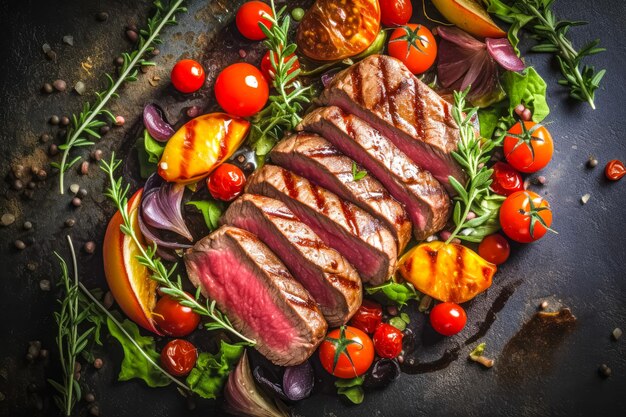 Gegrilde steak met groenten Heerlijk eten Generatieve AI