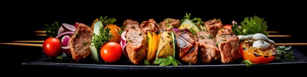 Gegrilde vleesspies shish kebab Sappige en smakelijke gegrilde sjasliek Generatieve AI