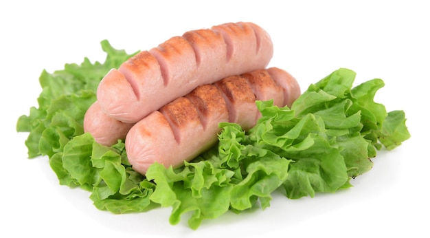 Gegrilde worst geïsoleerd op wit