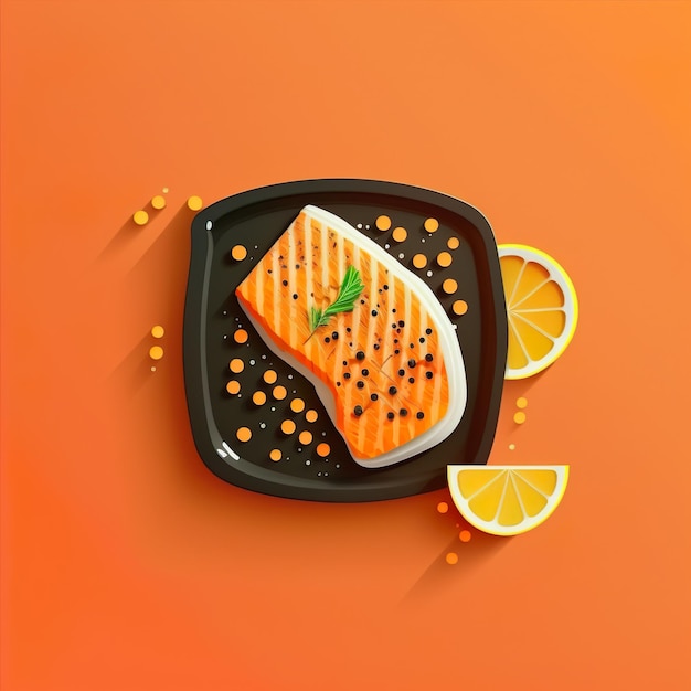 Gegrilde zalm in een pan