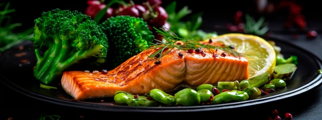 Gegrilde zalm met groenten keto dieetschotel Generative Ai