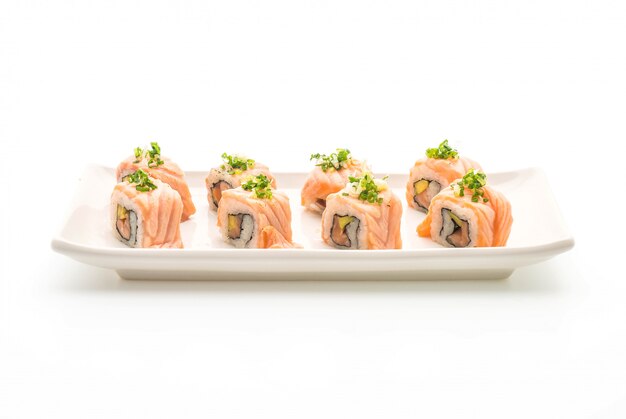 Gegrilde zalm sushi roll - Japans eten stijl