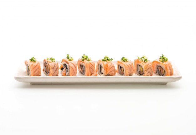 Gegrilde zalm sushi roll - Japans eten stijl