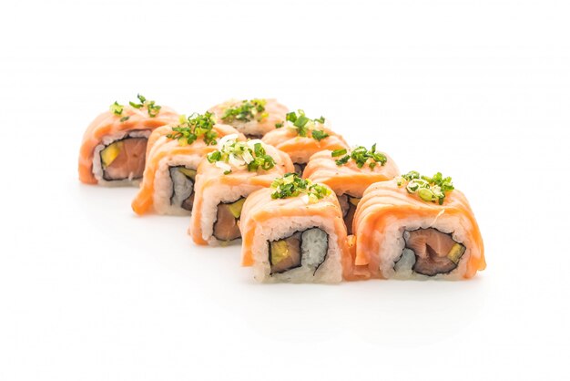 gegrilde zalm sushi roll