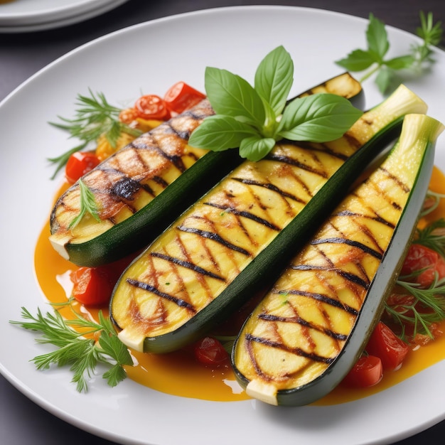 Gegrilleerde groenten prachtig geserveerd in een restaurant