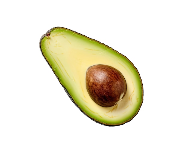 Gehalveerde avocado geïsoleerd op witte achtergrond top view Generatieve AI