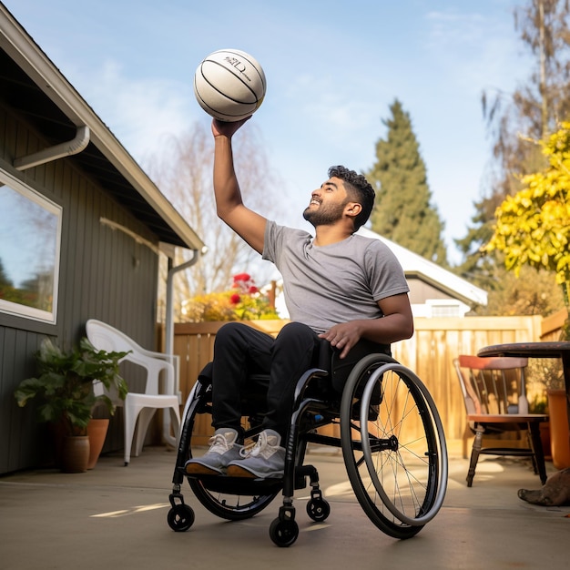 gehandicapte Aziatische Indiase man in rolstoel die oefent