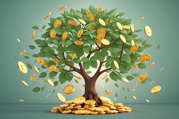Geïllustreerde Wealth Money Tree Vector Art