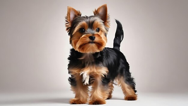 Geïnteresseerde Yorkshire terrier hond poseert