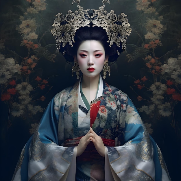 geisha die een speciale jurk draagt