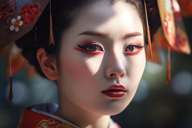 Geisha foto portret mooie bleke make-up