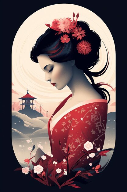 Foto geisha illustratie