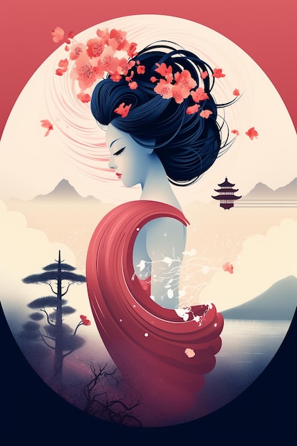 Foto illustrazione di geisha