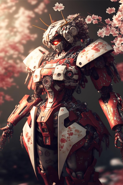 geisha robot mecha anime 3d renderen