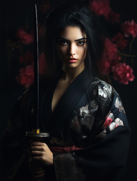 Photo geisha samurai girl