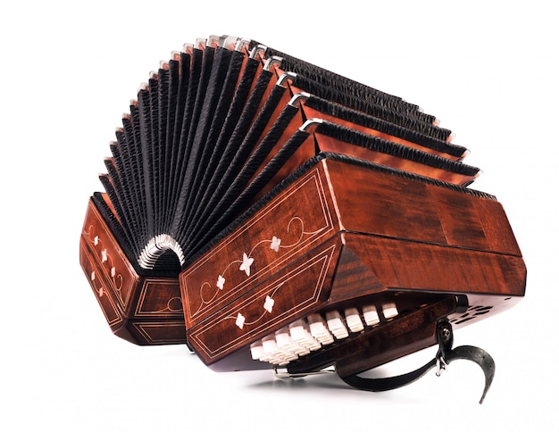 Geïsoleerd bandoneon op witte achtergrond