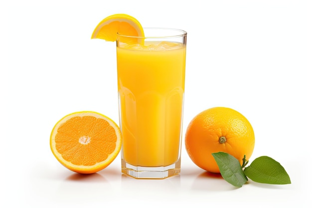 Geïsoleerd glas gekoeld sinaasappelsap op witte achtergrond
