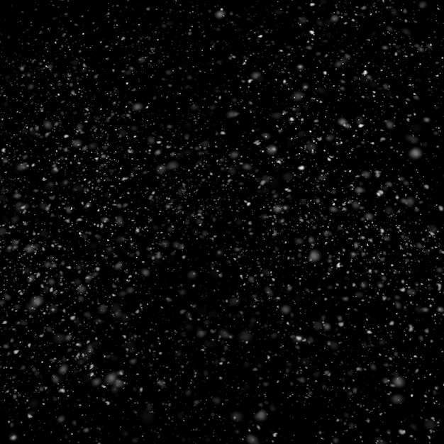 Geïsoleerd natuurlijk wit sneeuwtextuureffect op zwarte nachtachtergrond