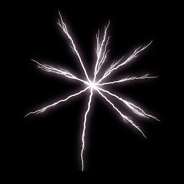 Foto geïsoleerd realistisch elektrisch flits visueel effect op zwarte nachtachtergrond