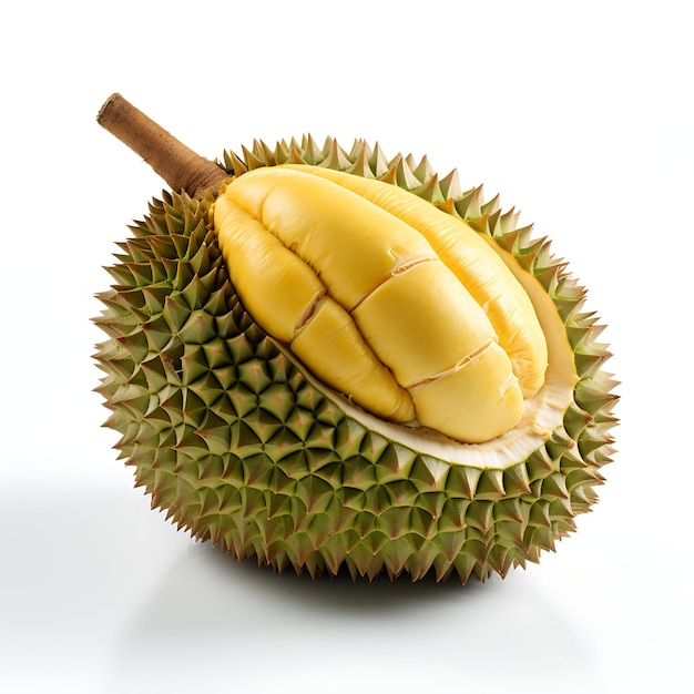 Geïsoleerd van Durian een netelige tropische vrucht met een unieke op witte achtergrond PhotoshootA