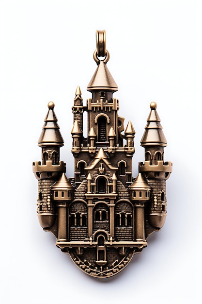 Geïsoleerd van Middeleeuwse kasteel hanger Middeleeuwse geïnspireerde hanger gemaakt van Clipart Game Asset Concept