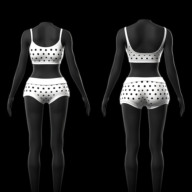 Geïsoleerd van Polka Dot Balconette Pantie en BH Set Classic Polka Dot Pa 3D Design Concept Ideas