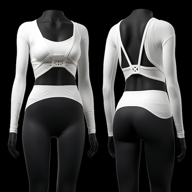 Geïsoleerd van Strappy Sports Bra en Braziliaanse Panties Set Stretchy Nylon 3D Design Concept Ideas