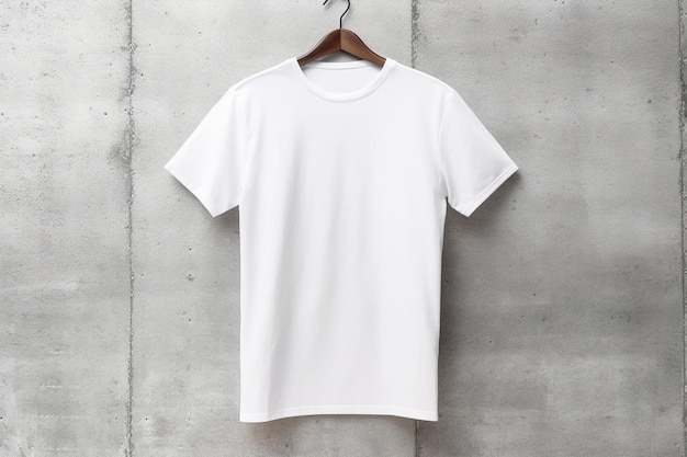 Geïsoleerd wit t-shirtmodel met exemplaarruimte op minimalistische achtergrond